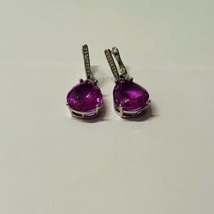Alexandrite Stone Water Drop Silver Earrings